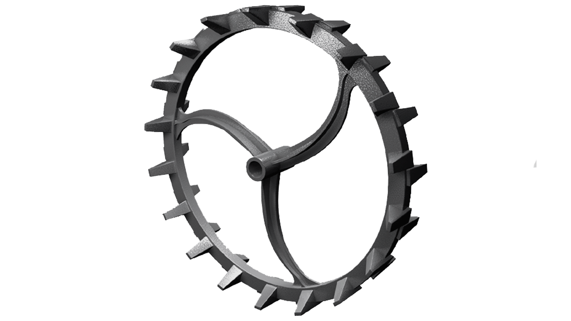 Der Nocken-Ring arbeitet besonders effektiv auf sehr leichten Humus- oder Sandböden, da er die obere Erdschicht zerkleinert und packt. Er hinterlässt eine grobkrümelige Oberfläche, welche u.a. Bodenverwehungen vermeiden.