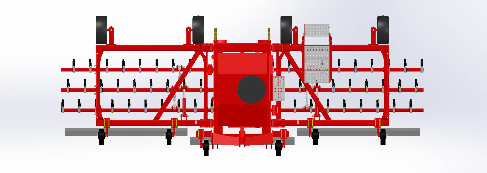 Grass-Combi with three rows of tines and accessories Multi-Seeder pneumatic fine-seeder and leveling board.